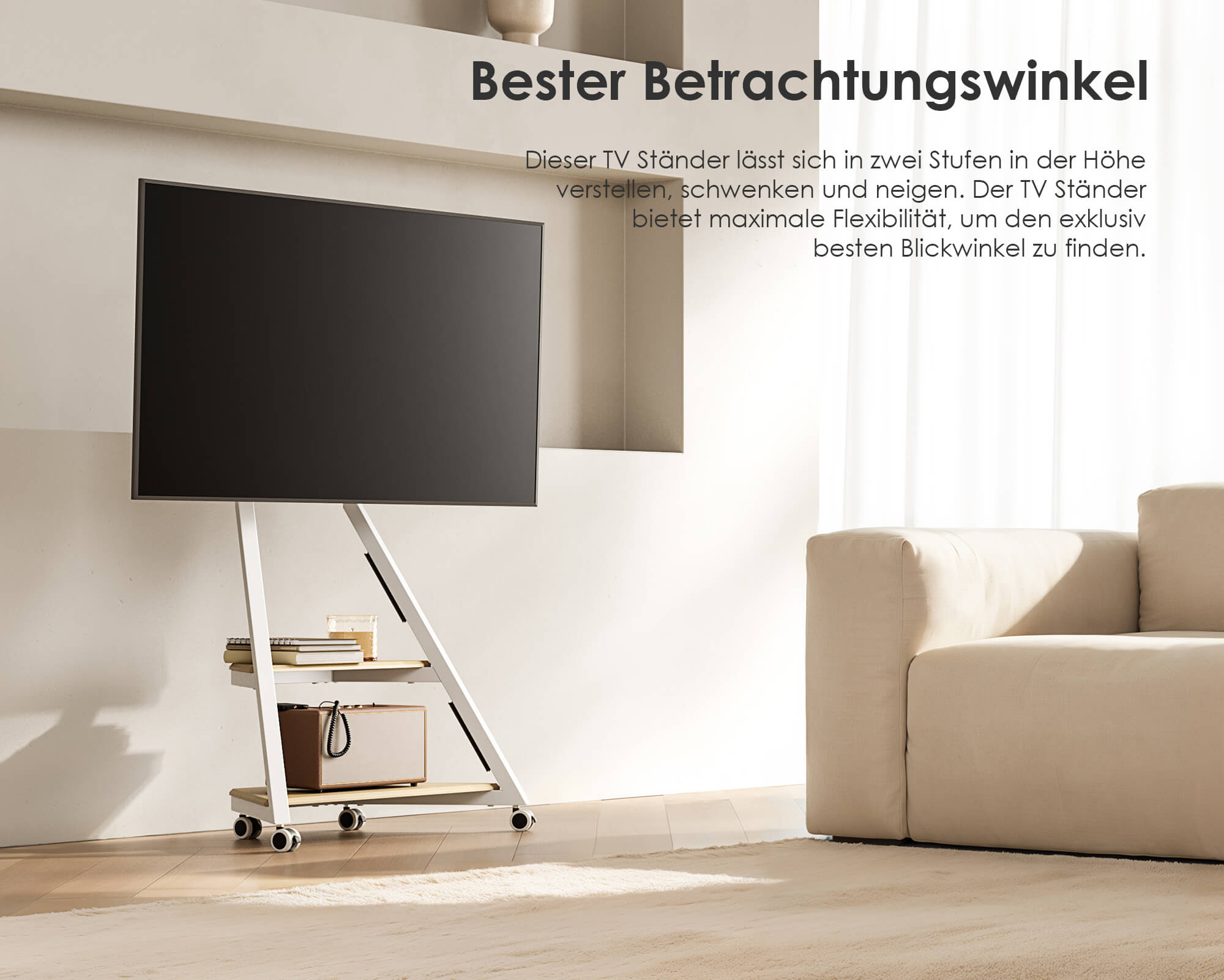 Eiffel FT65 Floor TV Stand with Wheels