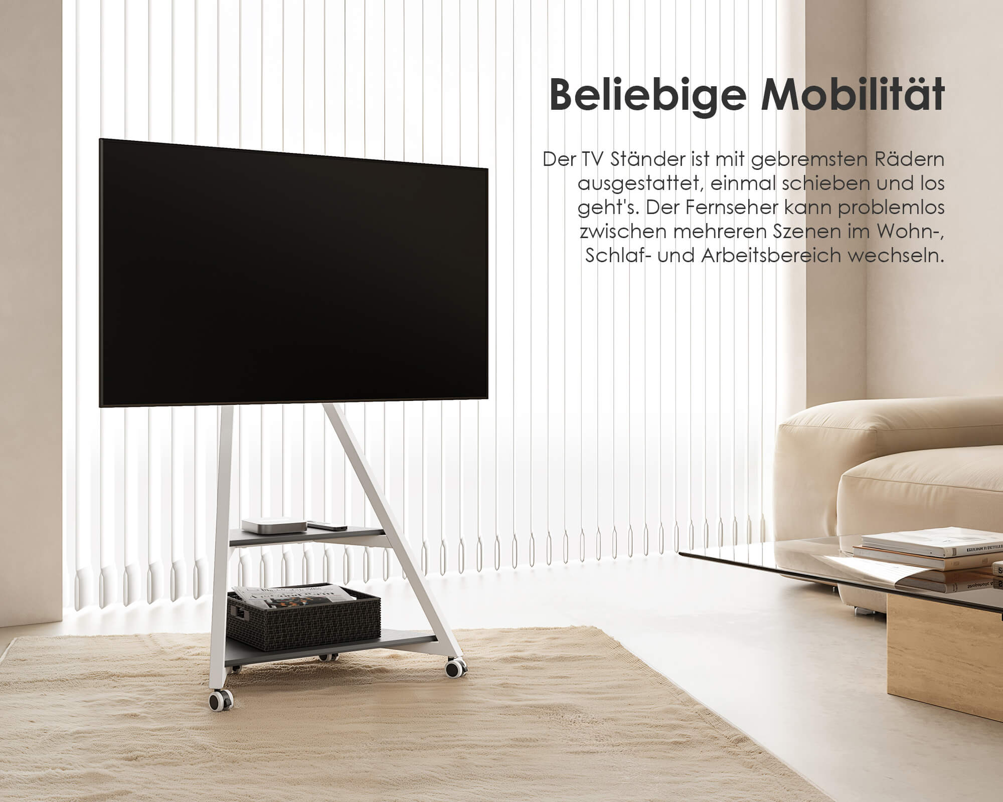 Eiffel FT65 Floor TV Stand with Wheels