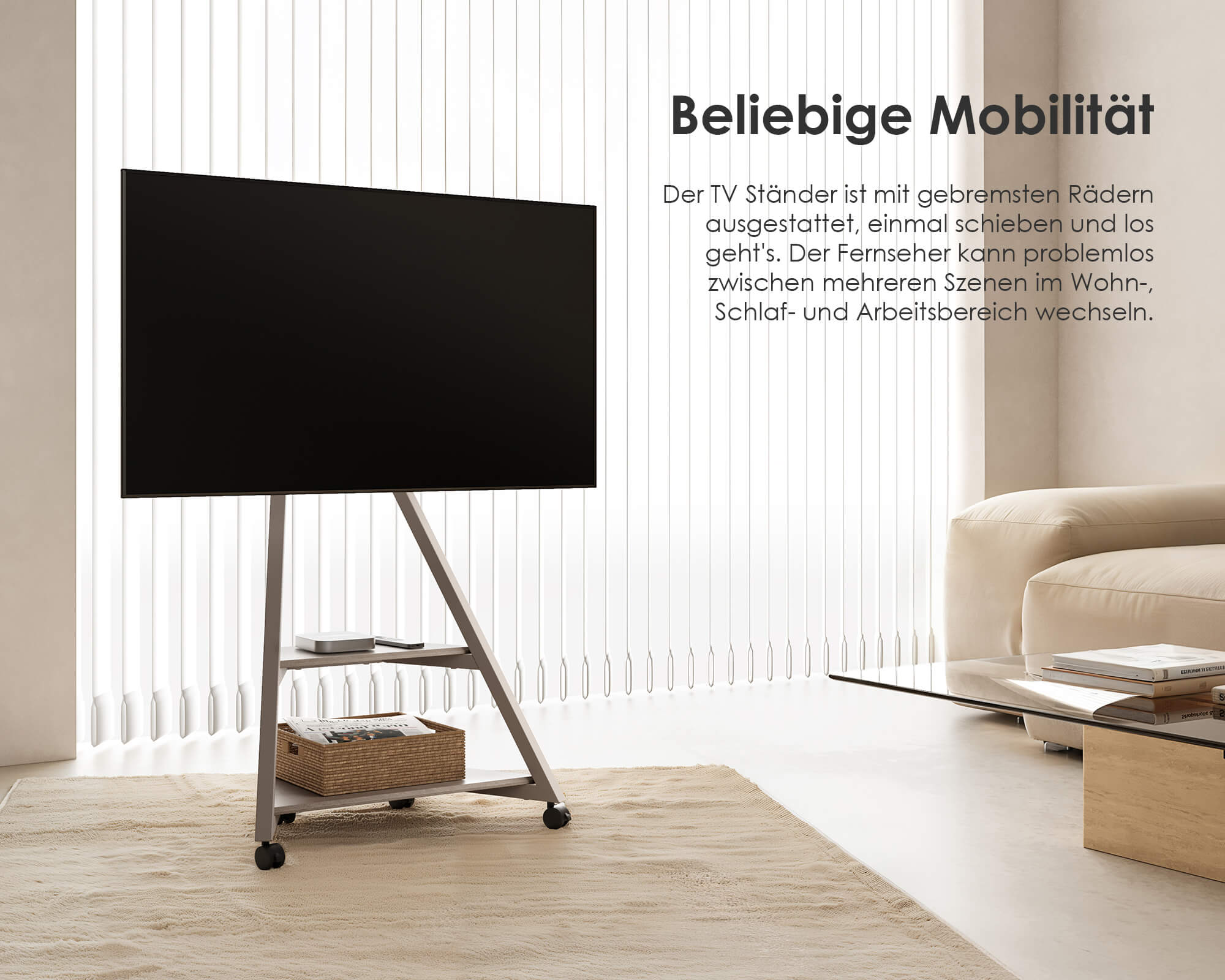 Eiffel FT65 Floor TV Stand with Wheels