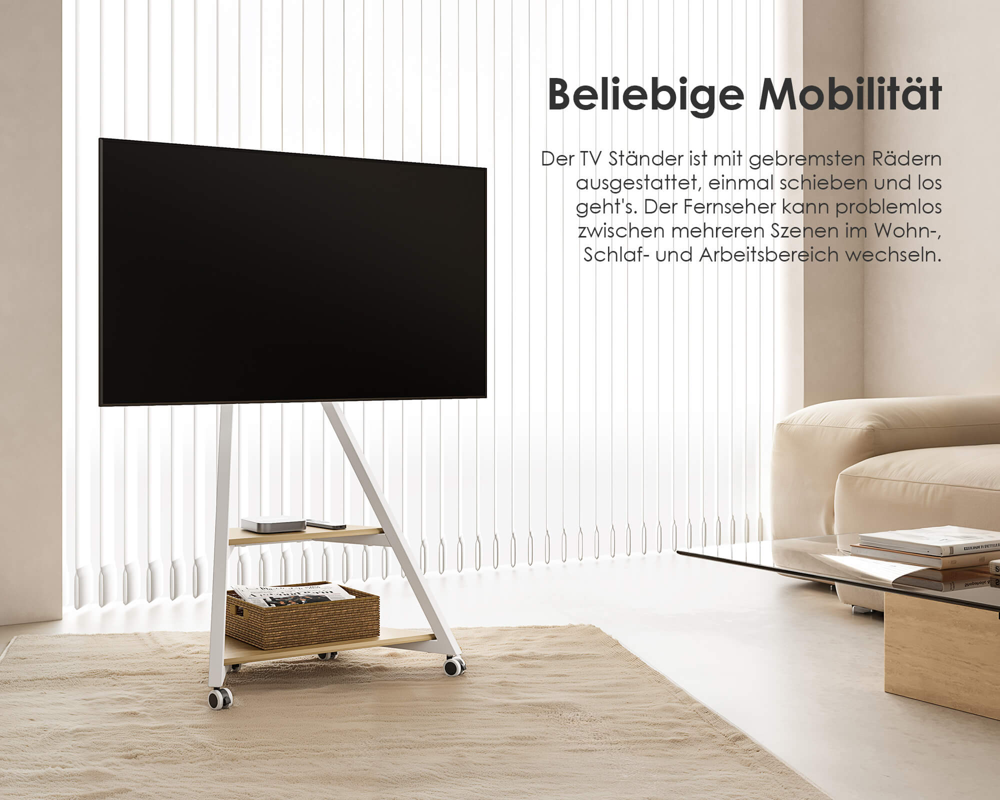 Eiffel FT65 Floor TV Stand with Wheels