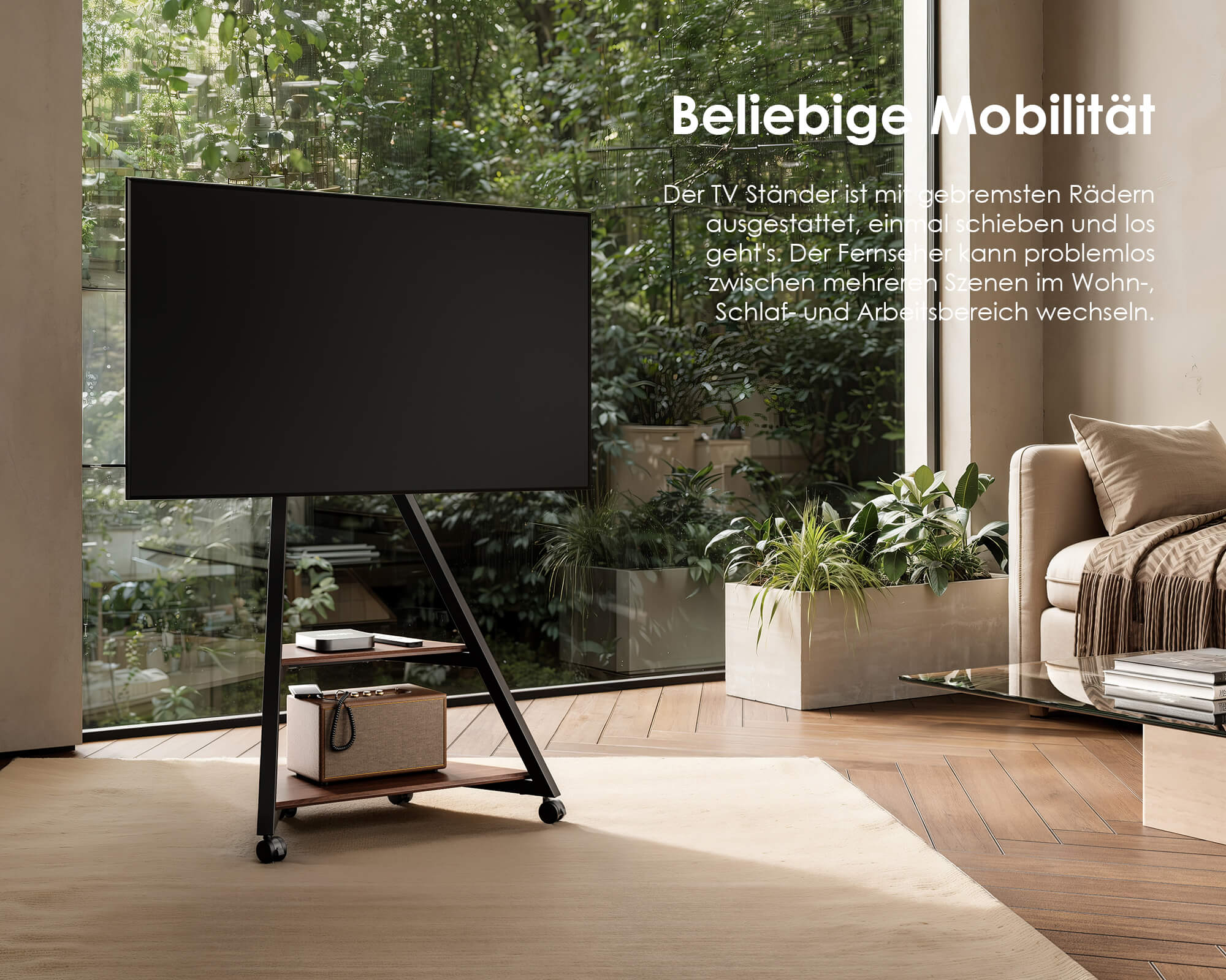 Eiffel FT65 Floor TV Stand with Wheels