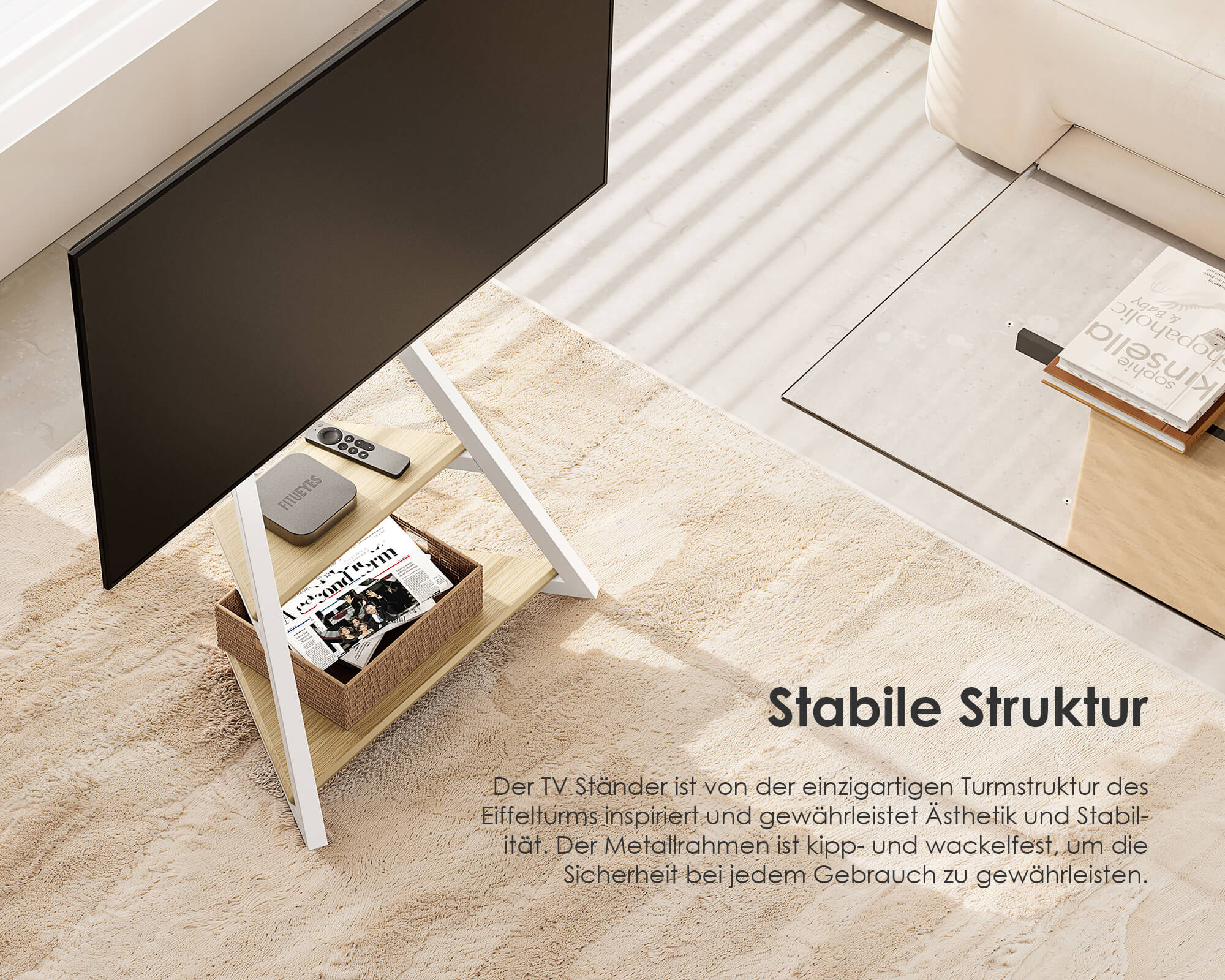 Eiffel FT65 Floor TV Stand with Wheels