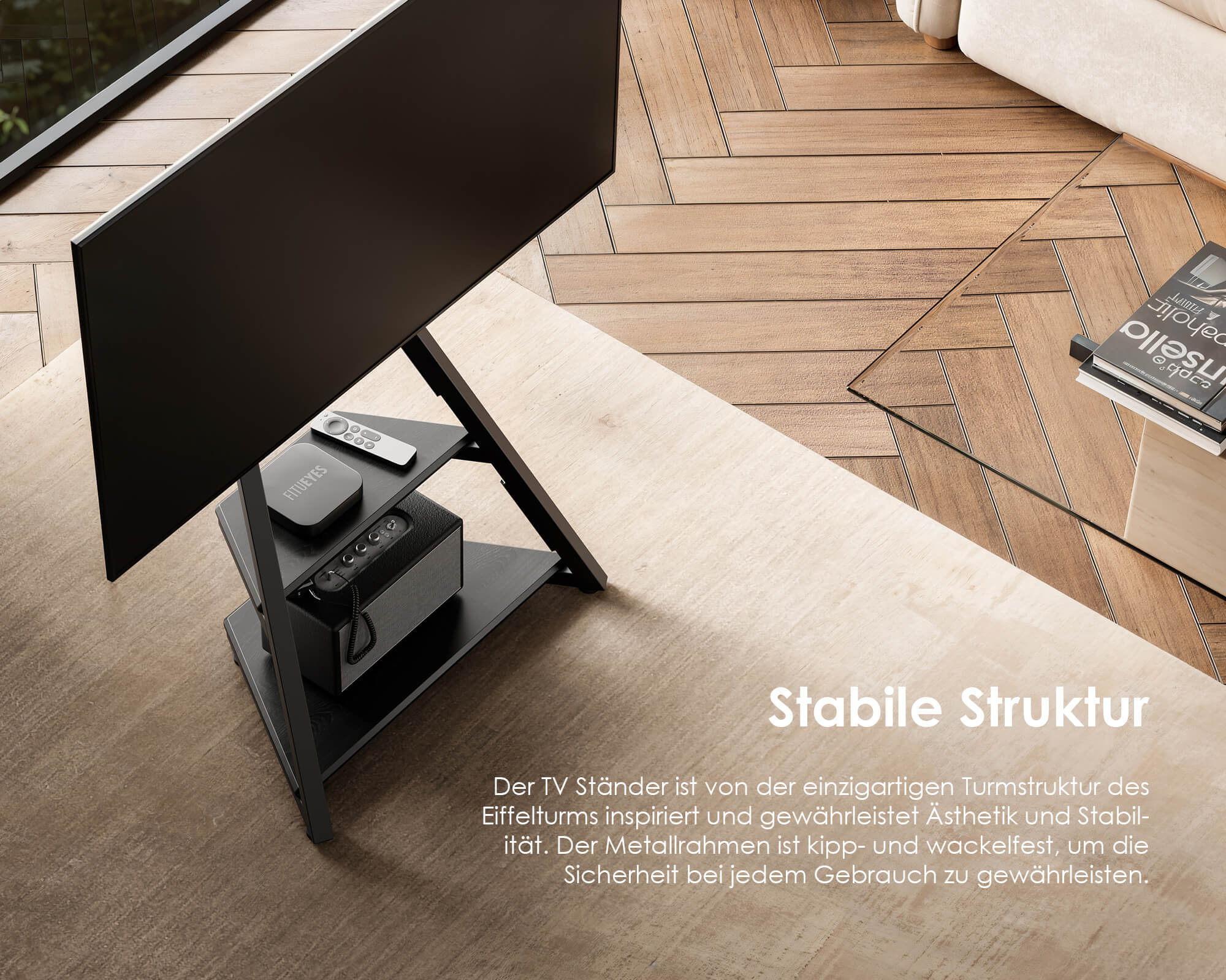 Eiffel FT65 Floor TV Stand with Wheels