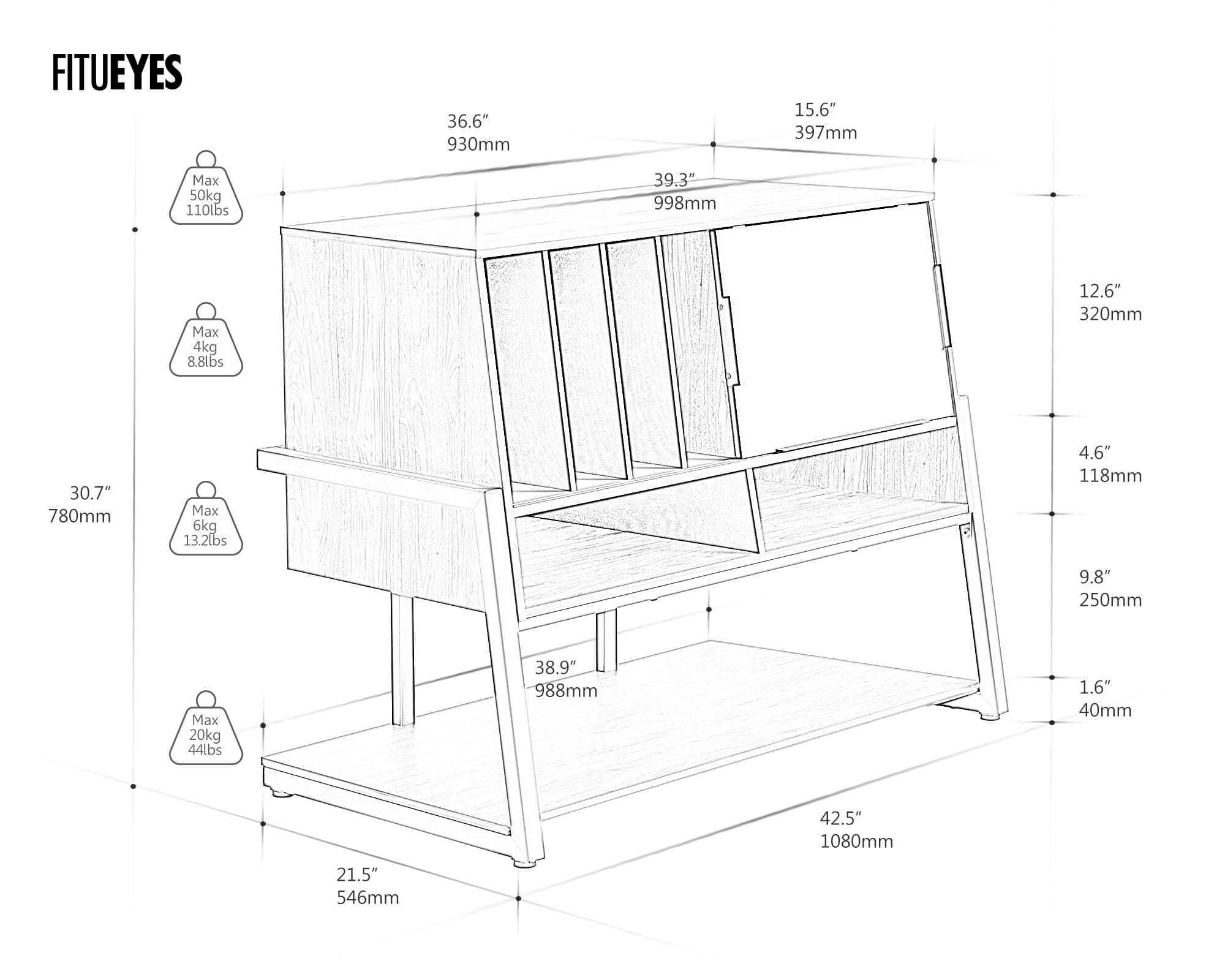 Eiffel RS10 Mueble HIFI con puerta