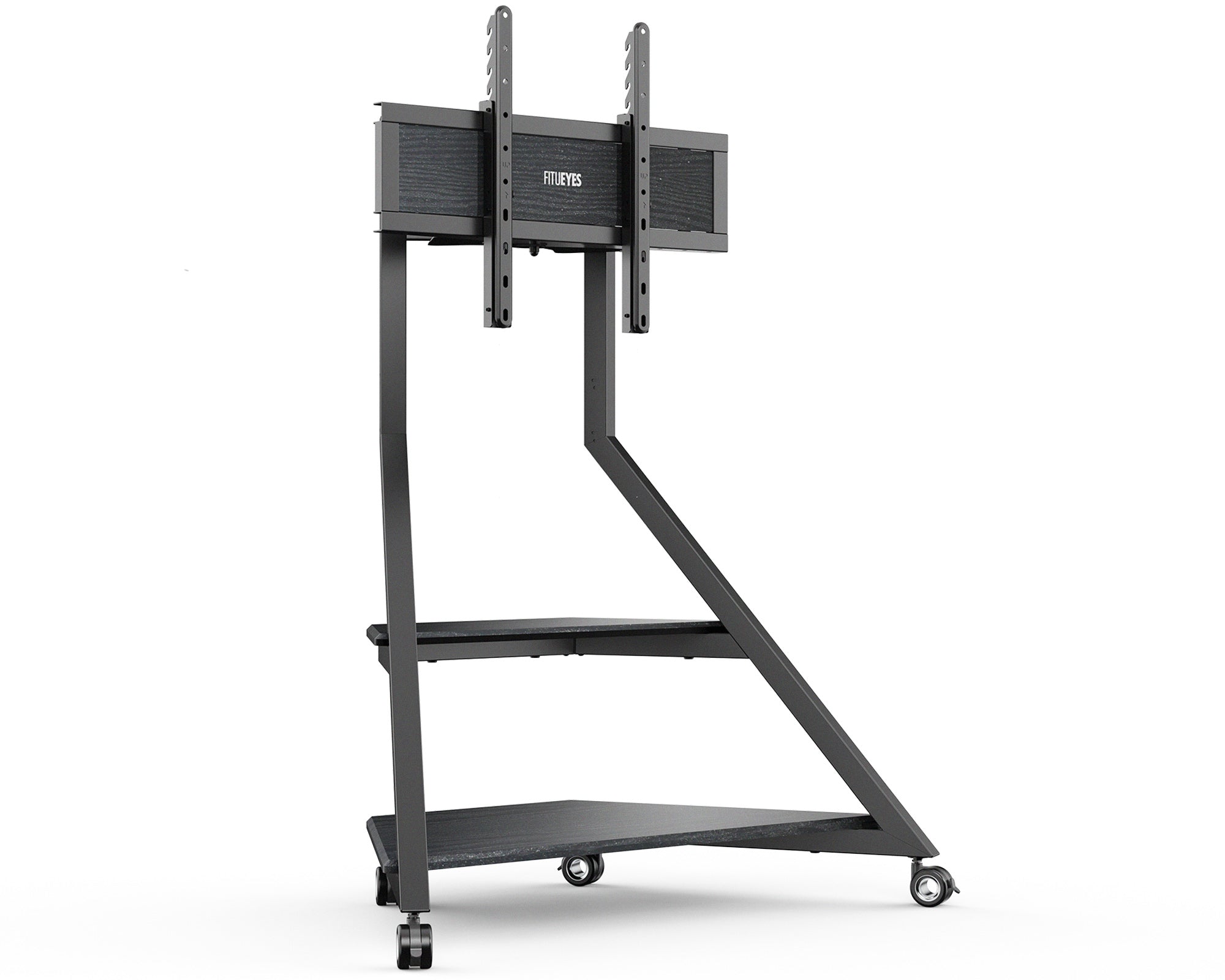 Black TV stand made of metal and wood