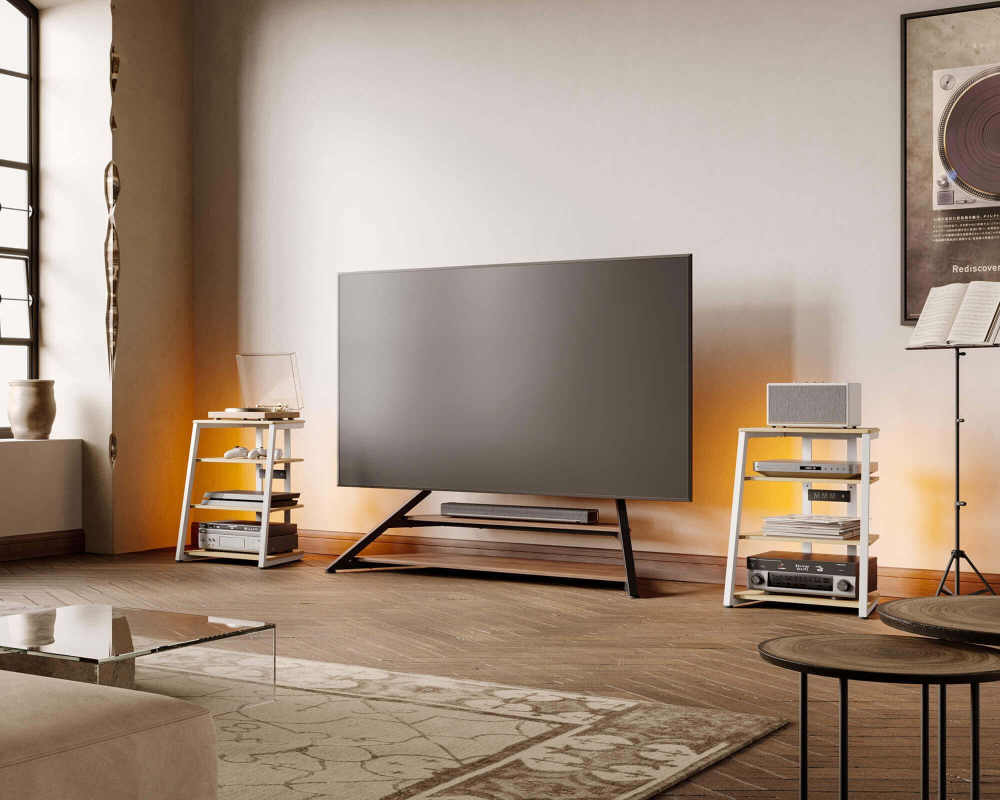 Eiffel V2 AS06 LED HIFI rek met stopcontact