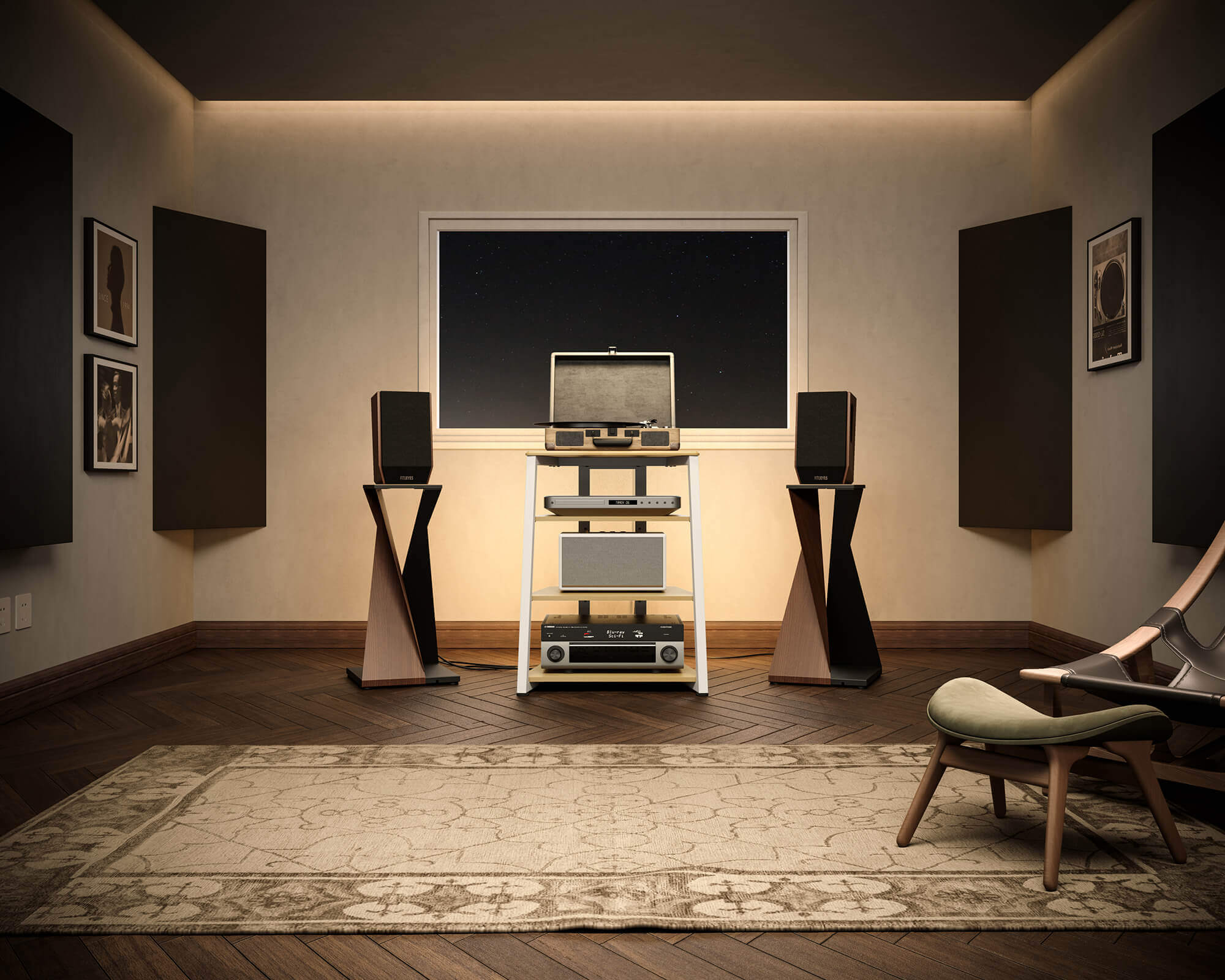 Eiffel V2 AS06 LED HIFI rek met stopcontact