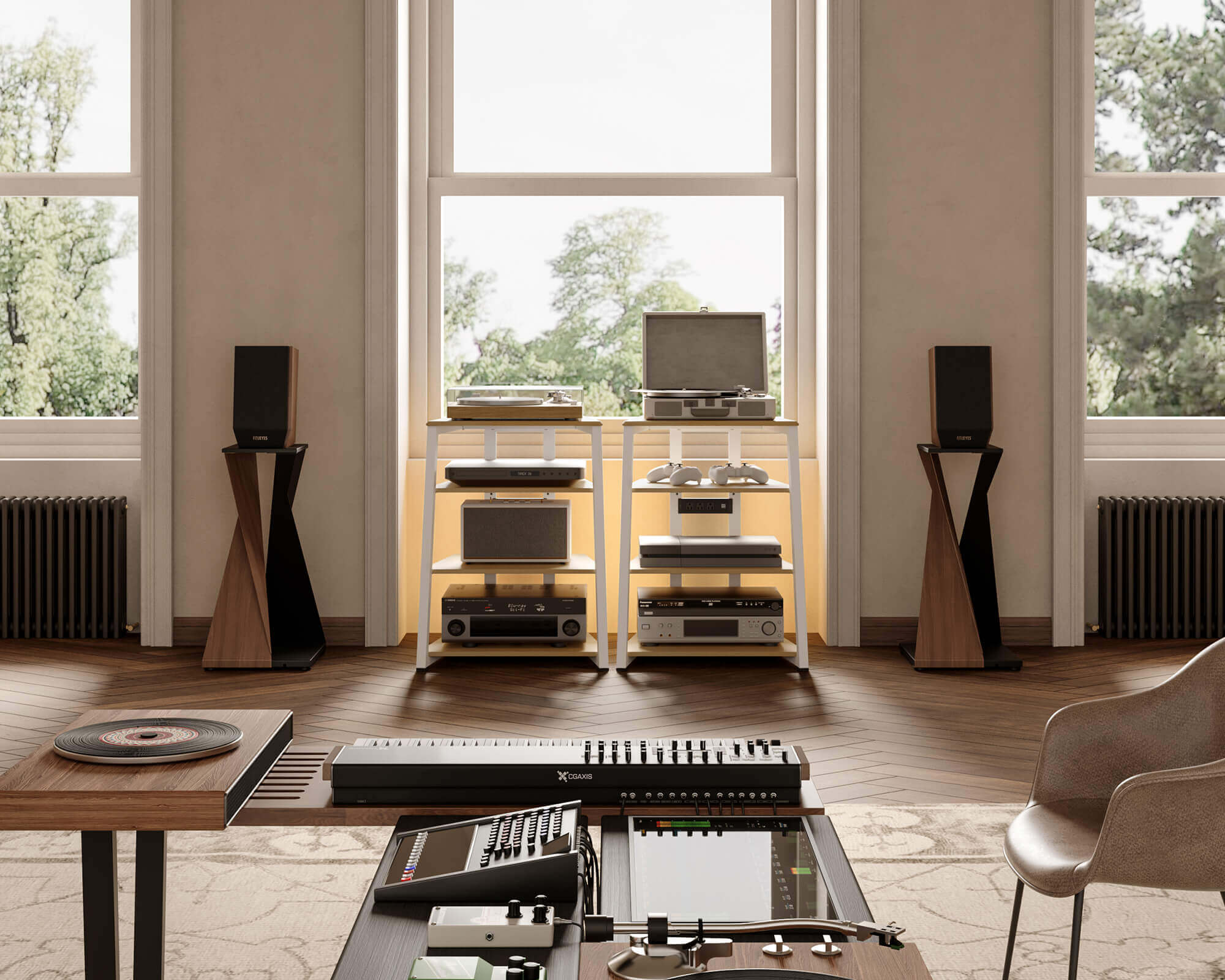 Eiffel V2 AS06 LED HIFI rek met stopcontact