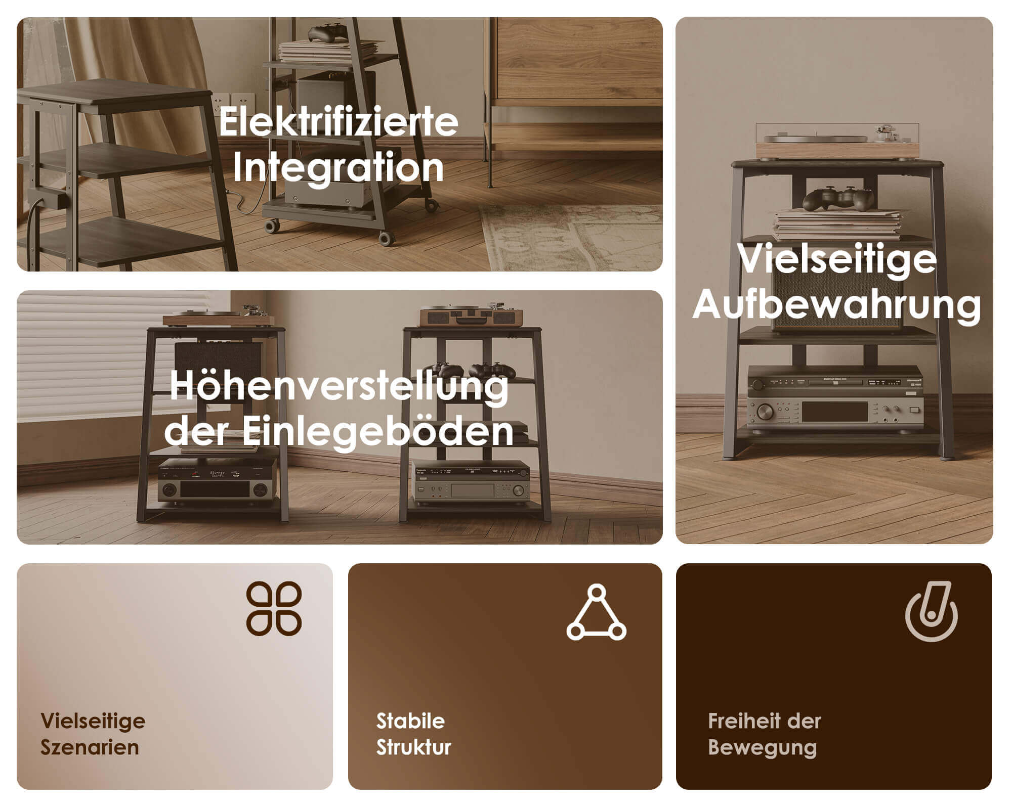 Eiffel V2 AS06 LED HIFI rek met stopcontact