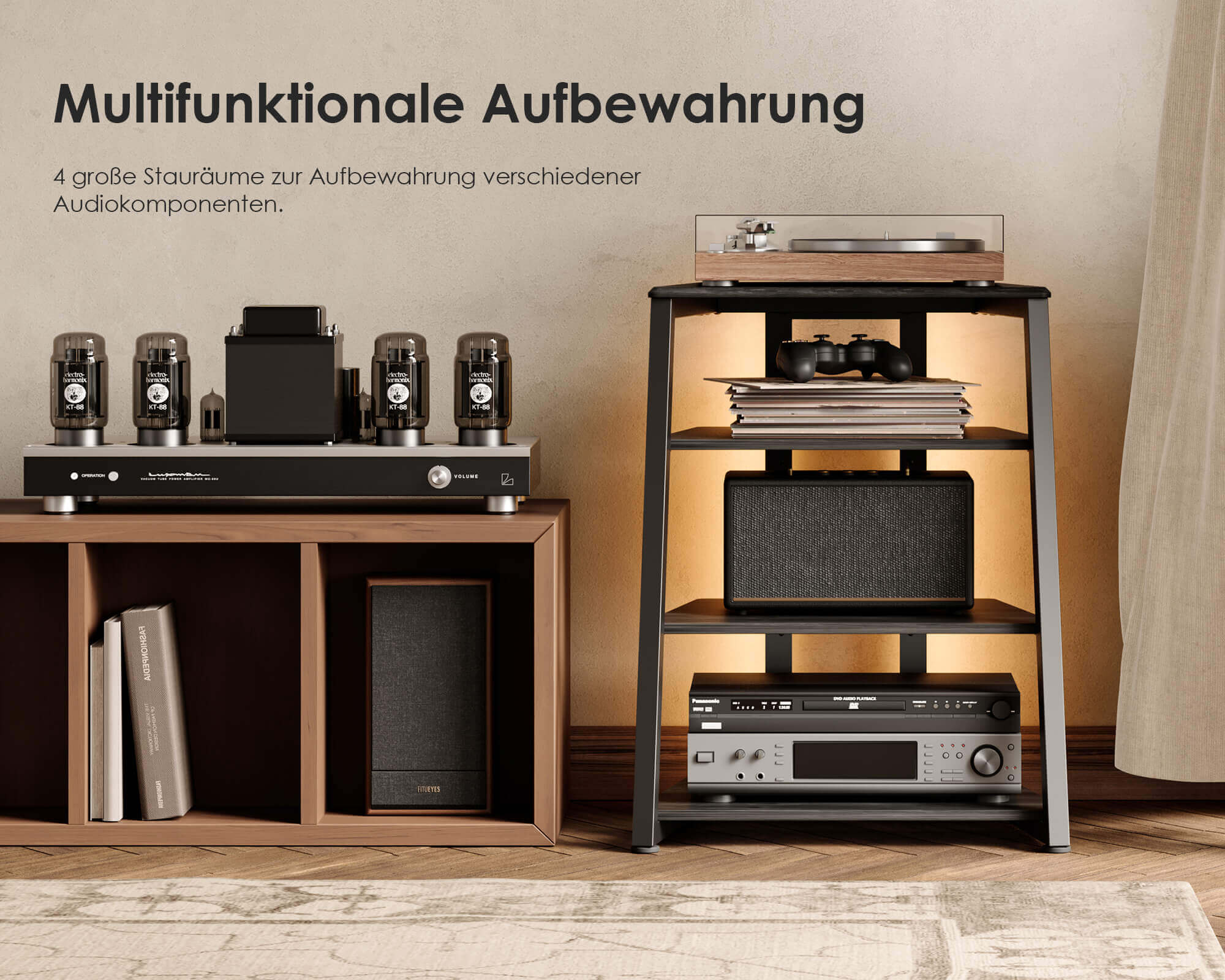 Eiffel V2 AS06 LED HIFI rek met stopcontact