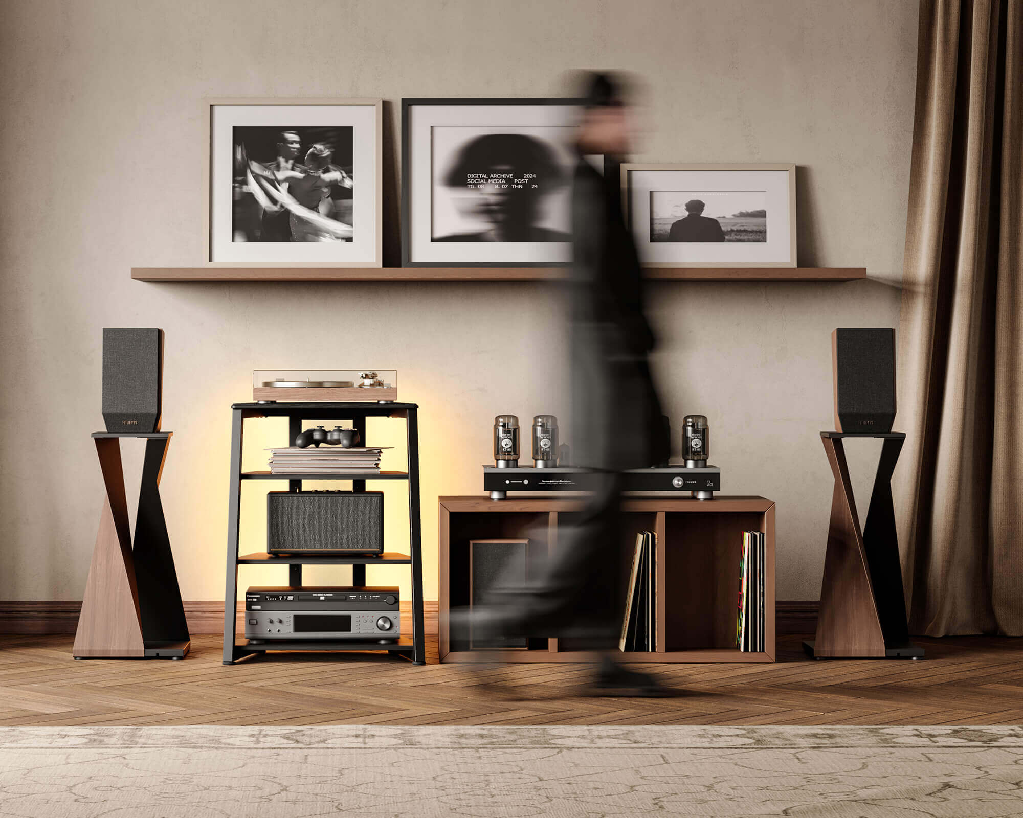 Eiffel V2 AS06 LED HIFI rek met stopcontact