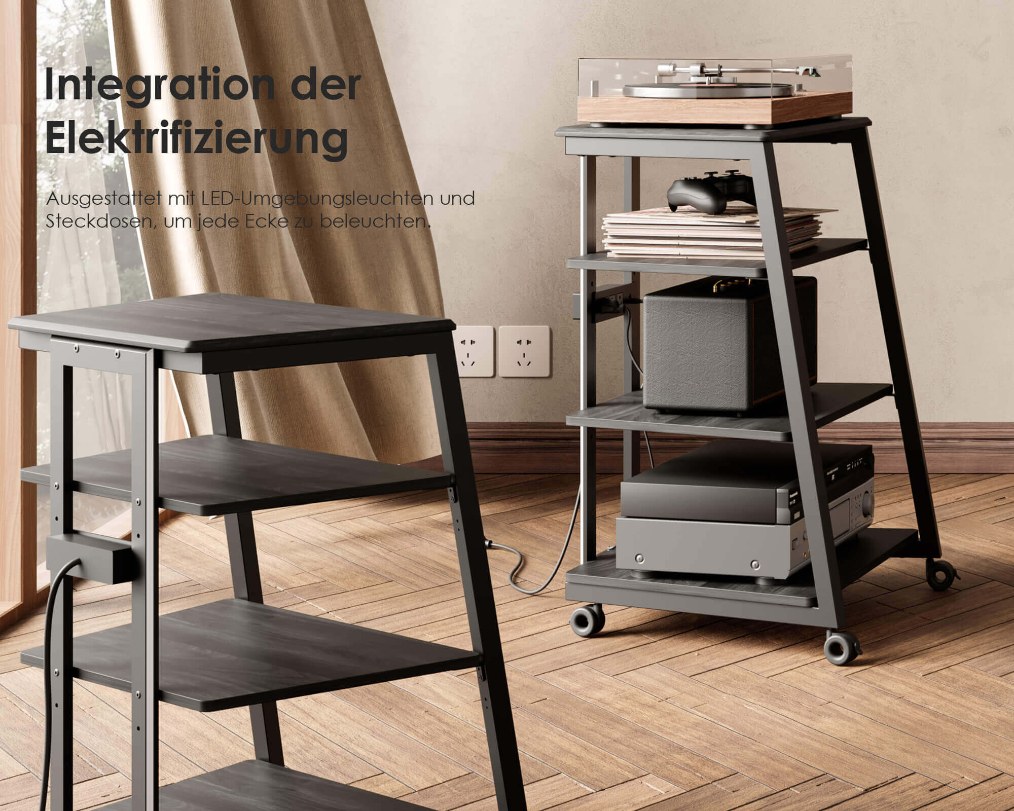 Eiffel V2 AS06 LED HIFI rek met stopcontact