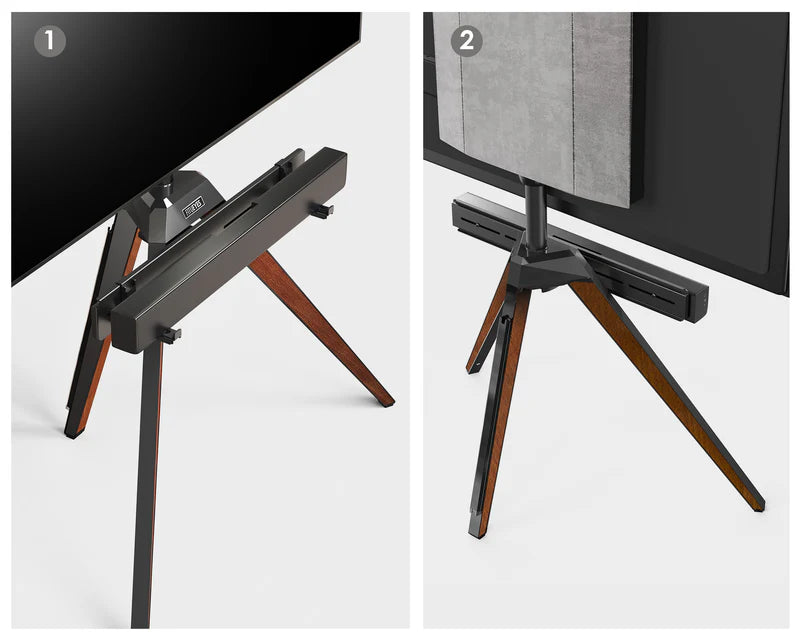 Nussbaumfarbener TV-Ständer mit Soundbar-Haltung