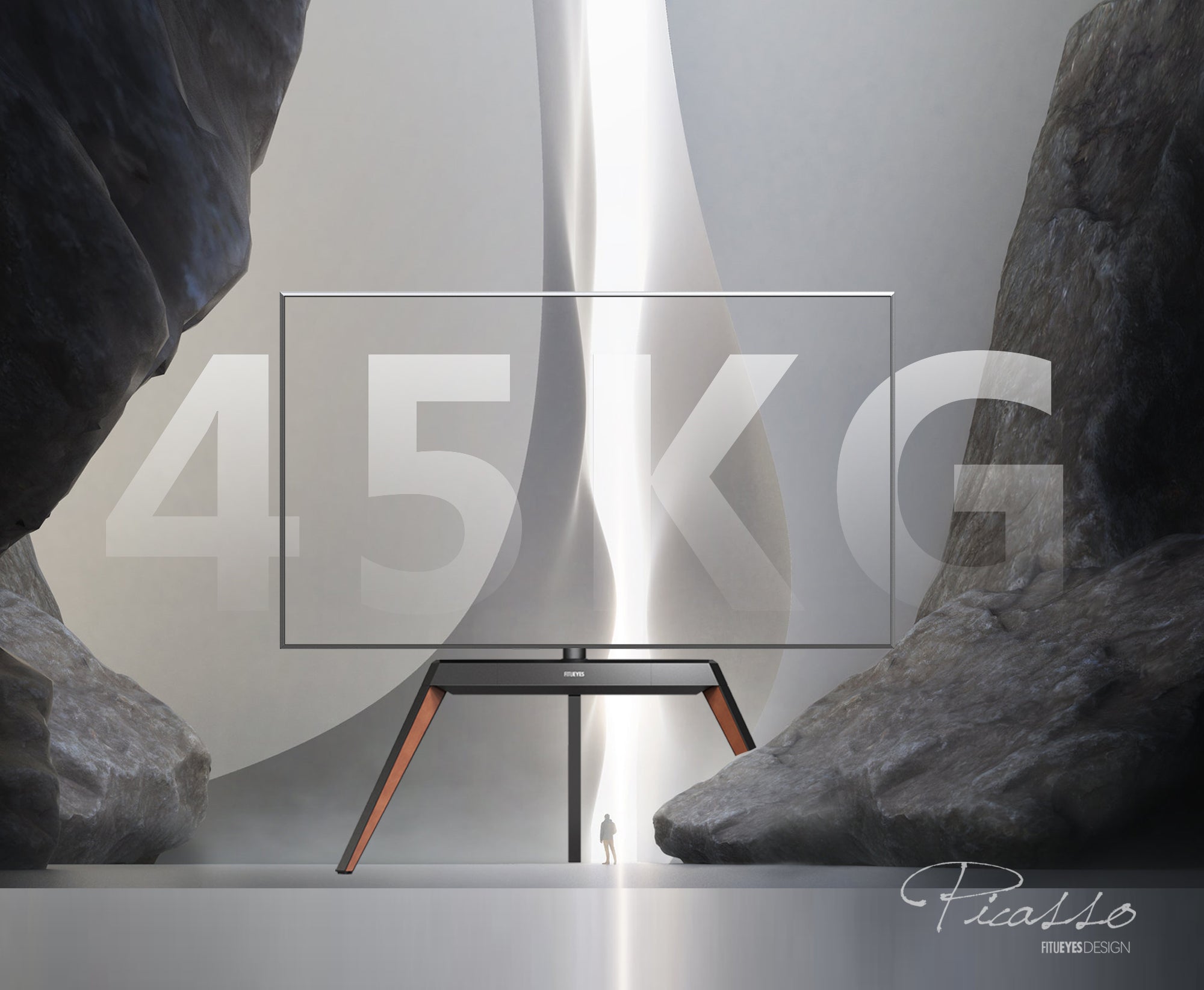 TV-Ständer von FITUEYES mit 3 Beinen und 45 kg Tragkraft