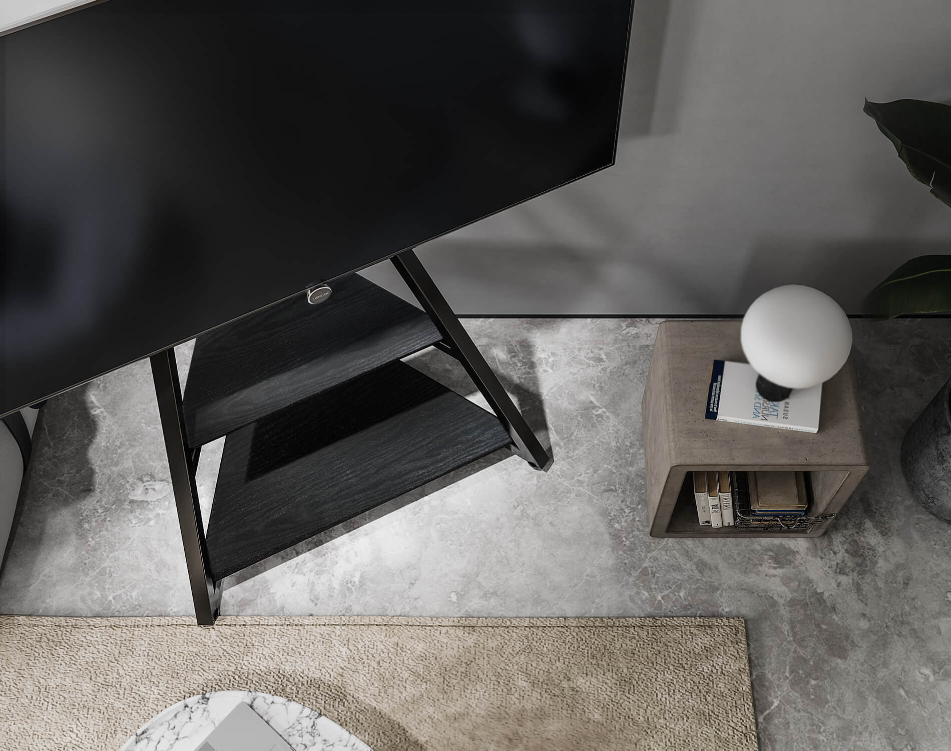 Ansicht des TV-Ständers von oben