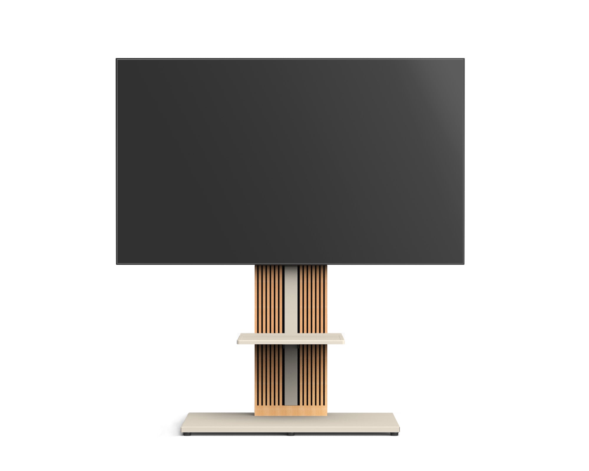 Kamelfarbener TV-Ständer mit einer Ablage