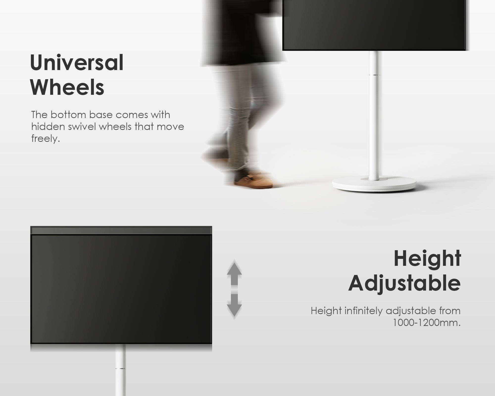 Support de télévision mobile réglable en hauteur