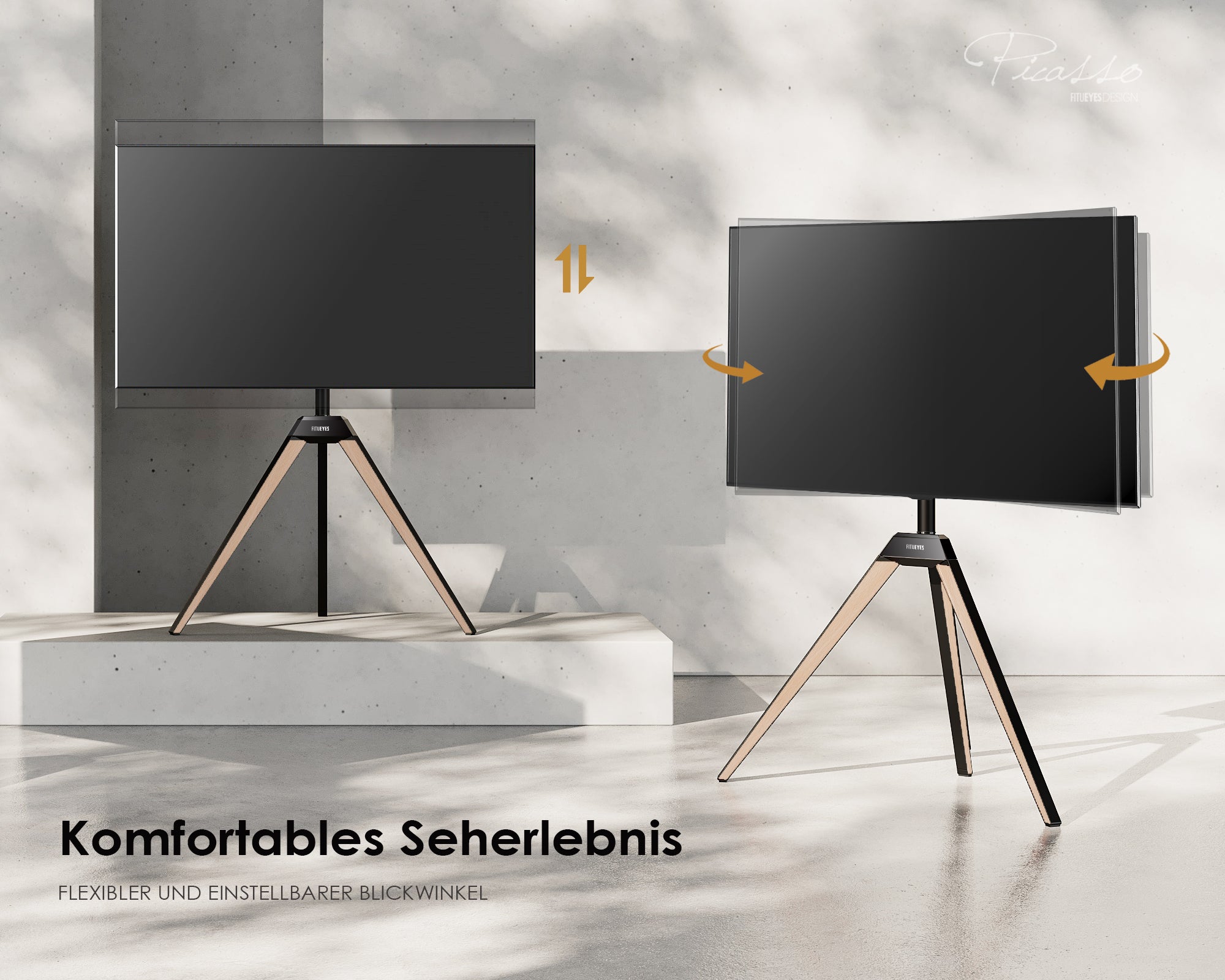 Höhenverstellbarer TV-Ständer in Naturfarbe