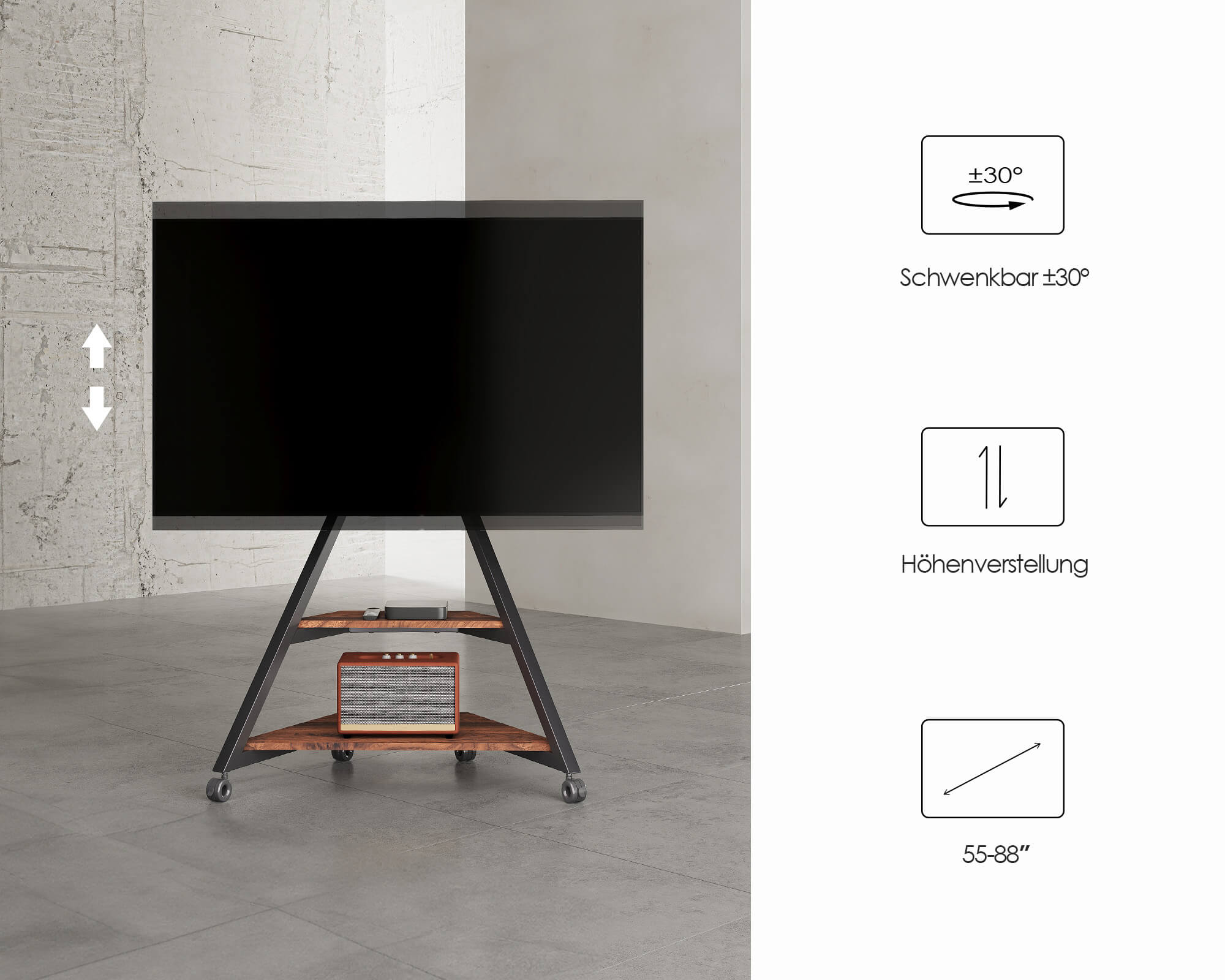 Eiffel V2 FT88 Supporto tv da terra con ruote