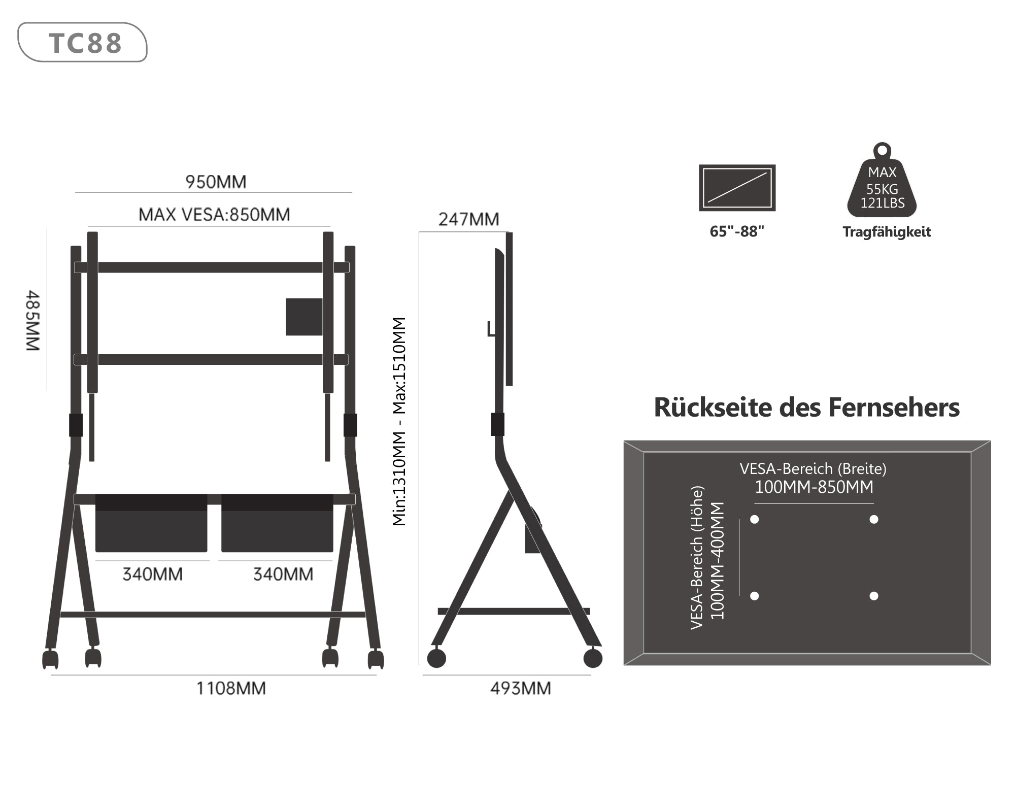 Collector TC88 Soporte para TV con Ruedas