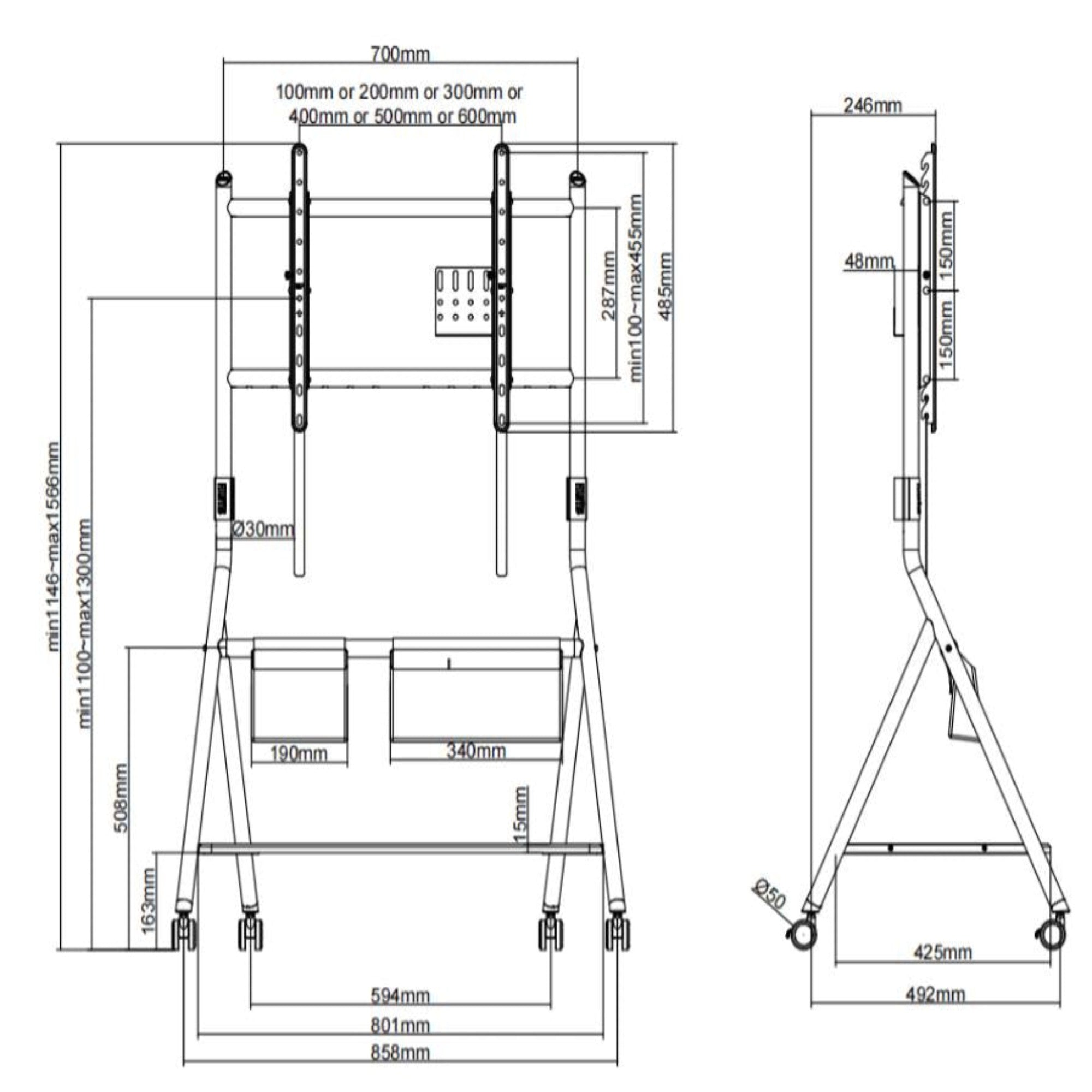 Collector TC78 Support TV à Roulettes