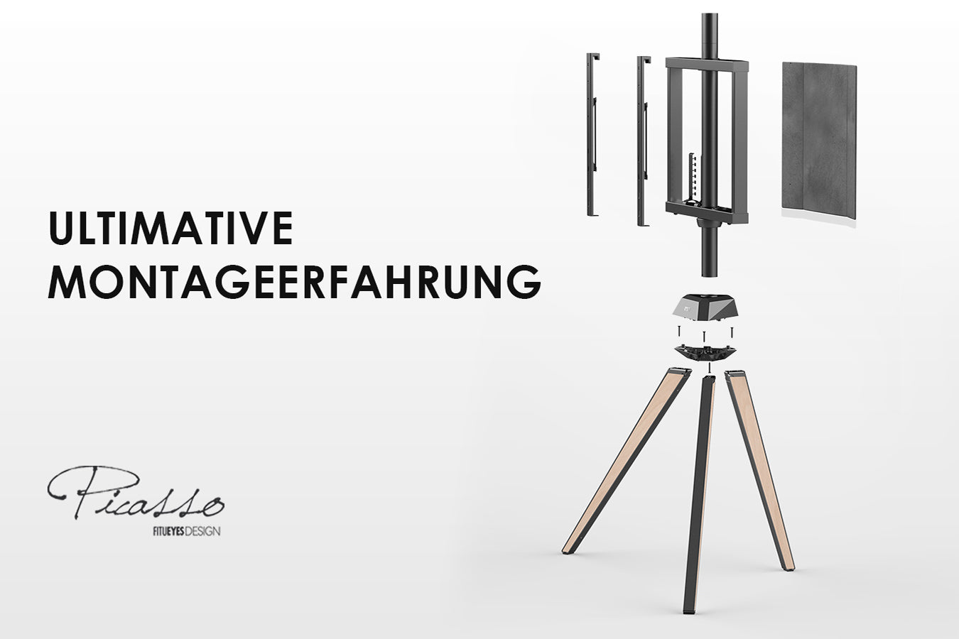 Einfach zu installierender dreieckiger TV-Ständer im Staffelei-Design