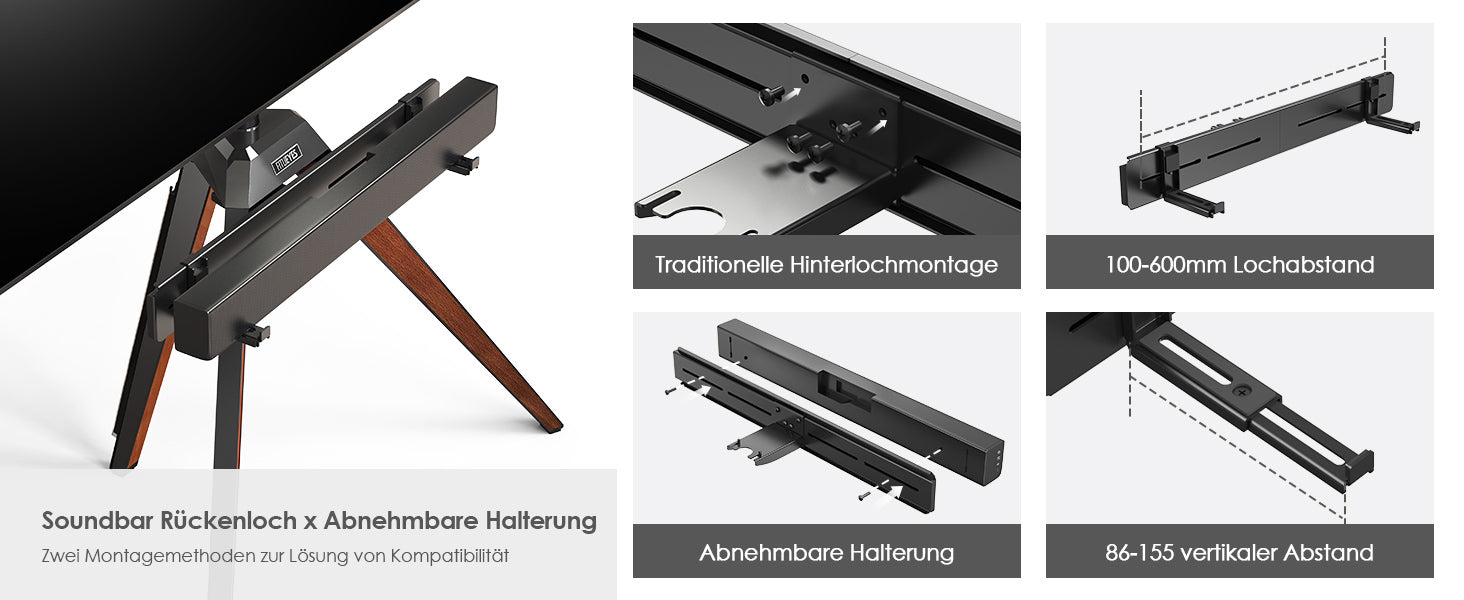 Einfach zu installierende Picasso Soundbar-Halterung mit 2 Befestigungsmethoden.