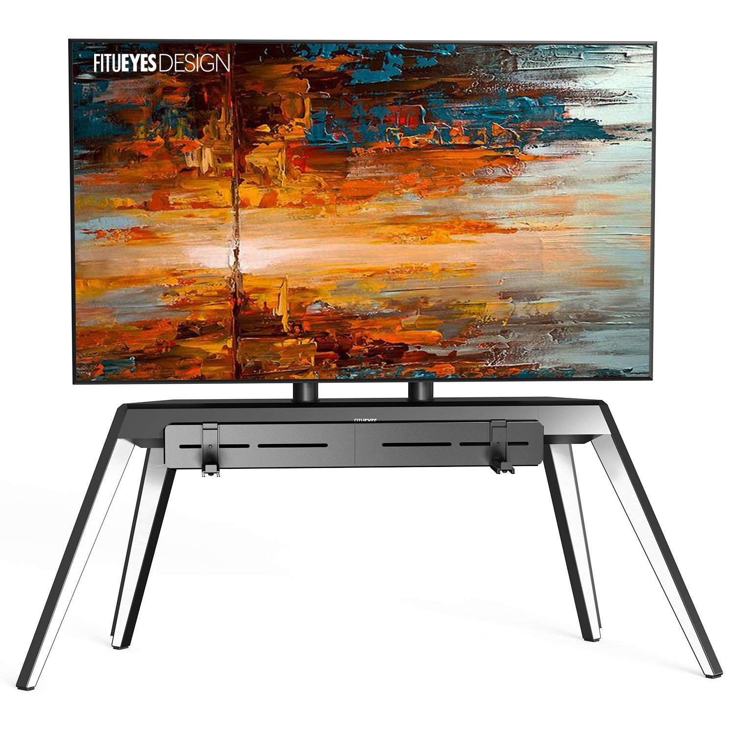 Weißer Picasso FT88 TV-Ständer mit Soundbar-Halterung
