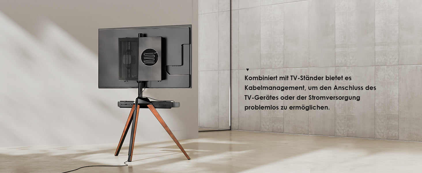 Picasso Soundbar-Halterung kombiniert mit Picasso TV-Ständer Kabelmanagement-Funktion