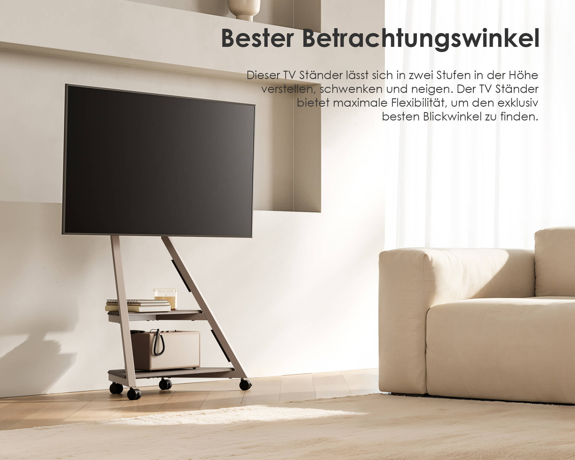 Eiffel FT65 Floor TV Stand with Wheels