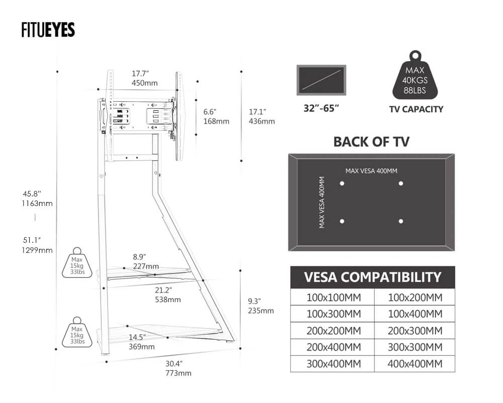 Eiffel TV-Standaard met Wielen
