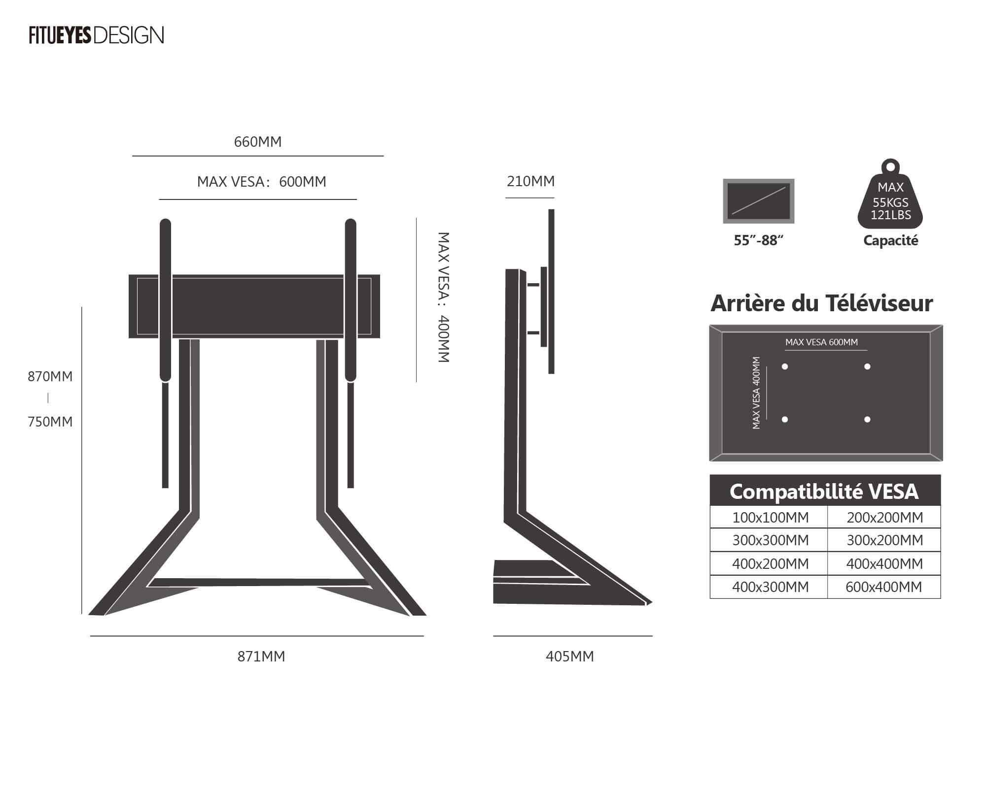 EIFFEL V2 TT88 <br>Support TV sur Table