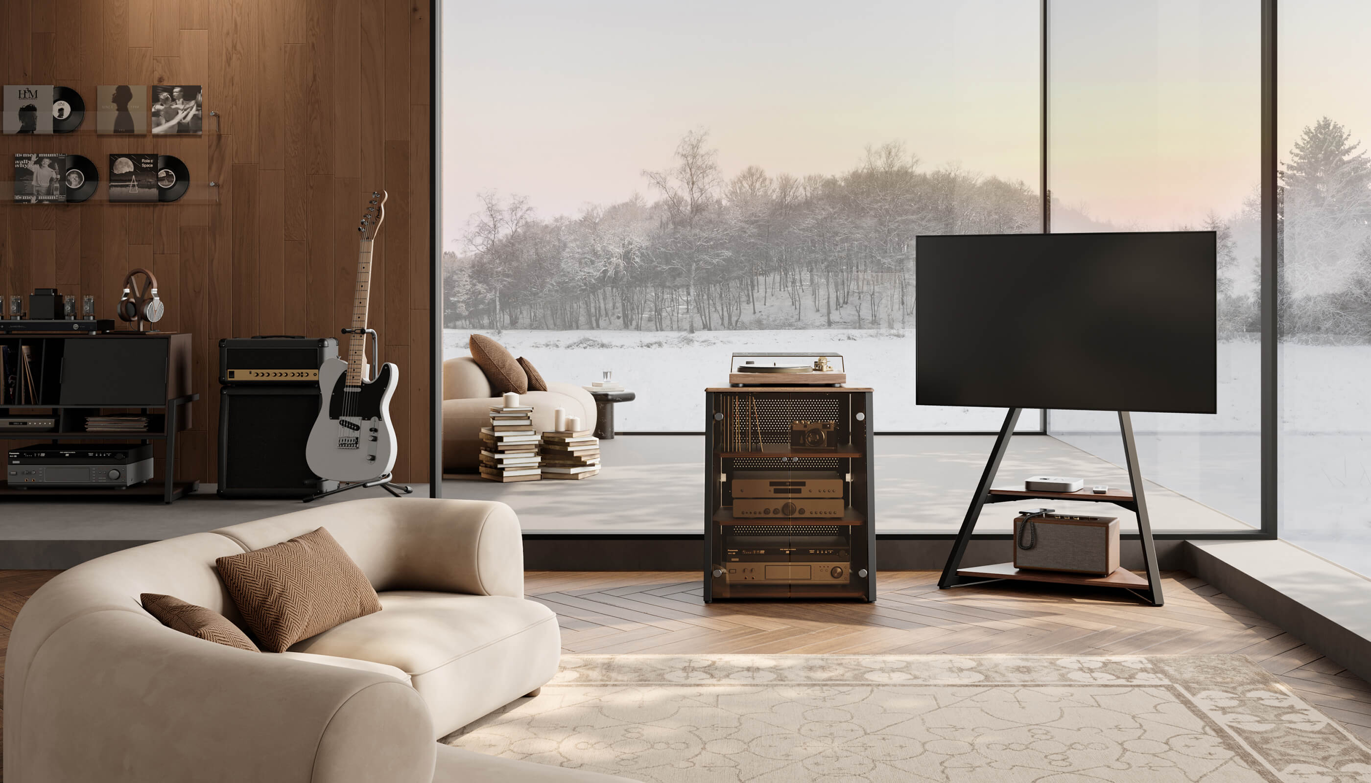 Audio ständer im Wohnzimmer mit Eiffel V2 FT88 TV Ständer