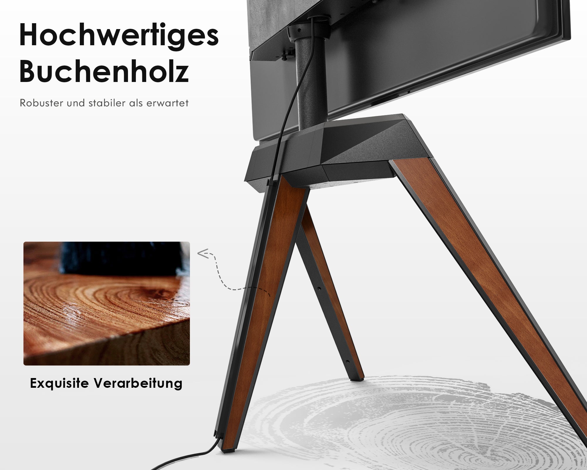 Nussbaumfarbener TV-Ständer aus natürlichem Buchenholz